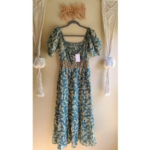 Free People Soft Green Cotton Midi Dress Size Sm